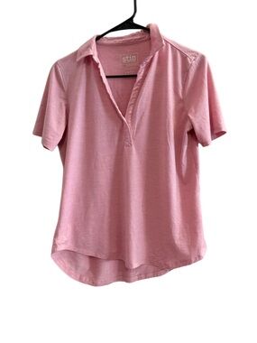 STIO Alpin Lightweight Merino Polo Shirt Short Sleeve Pink Size Medium